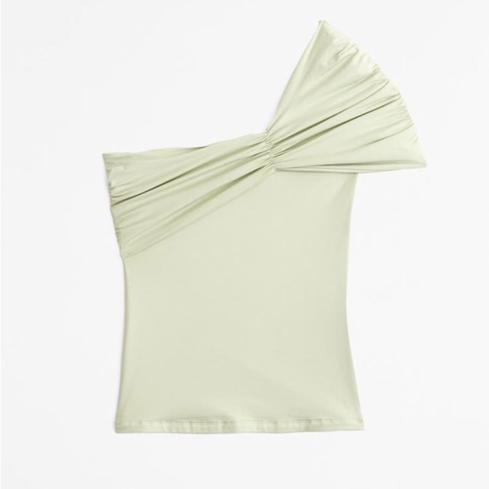 Abercrombie & Fitch One-Shoulder Light Green Women's Top
